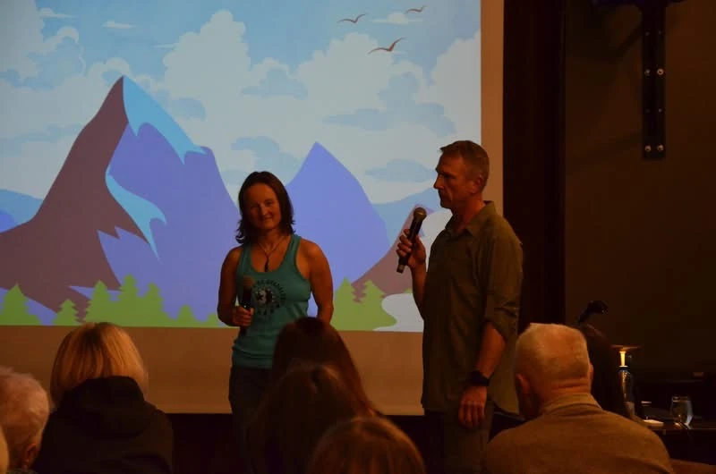 Joanna Tuszyńska and Rafał Pocztowski on stage.