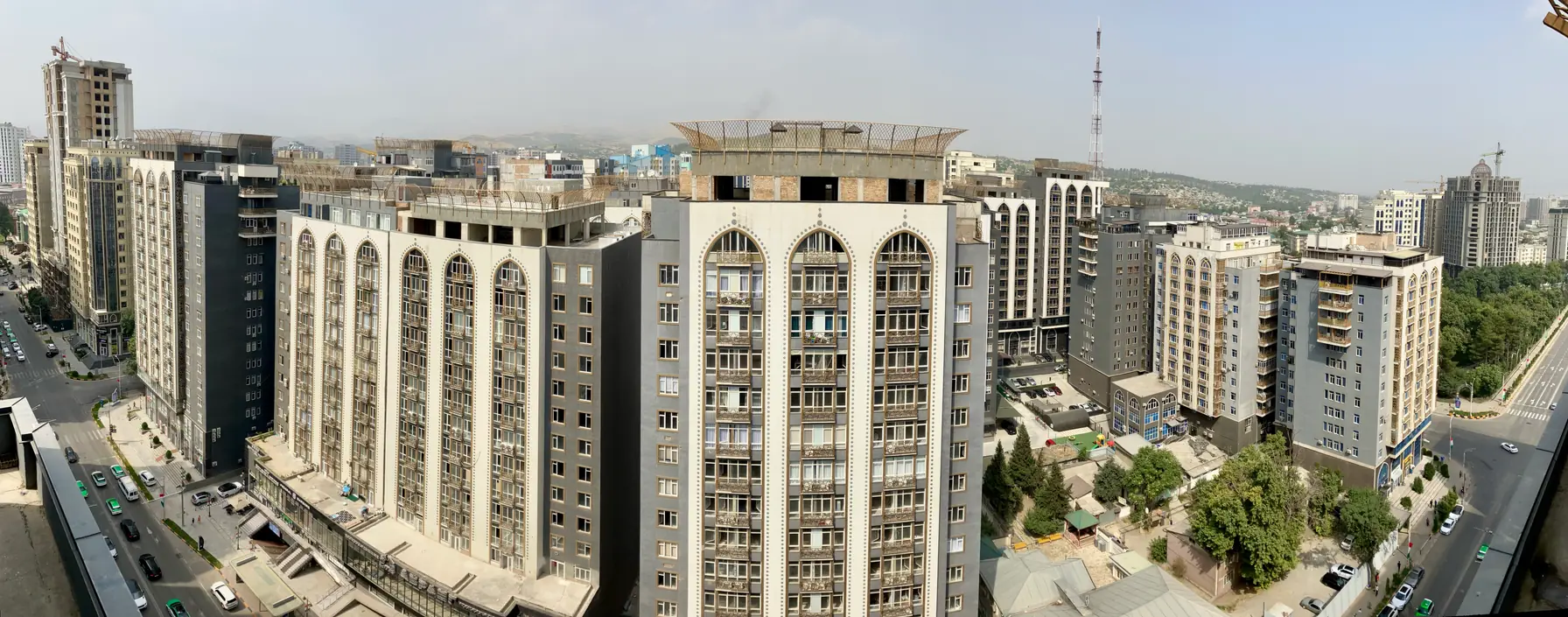 Dushanbe from our room on the 17th floor.