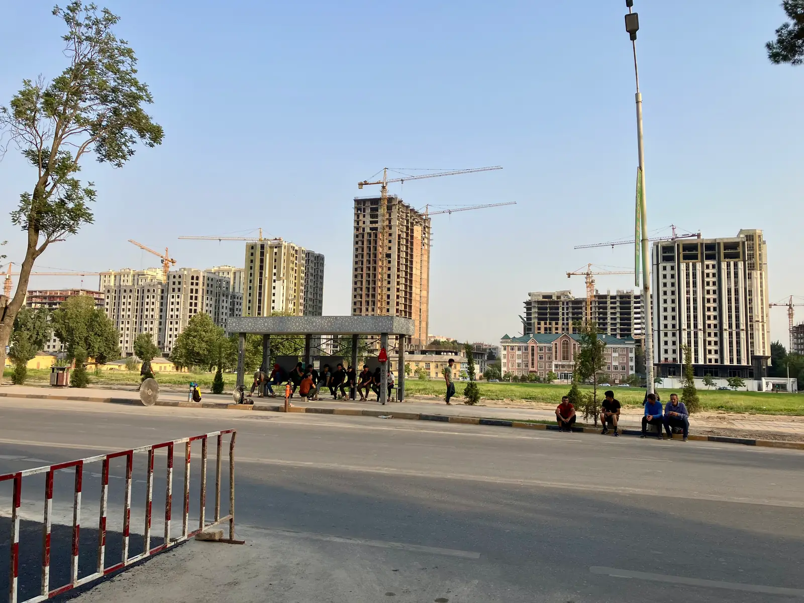 Dushanbe was still expanding, with cranes towering over new buildings.