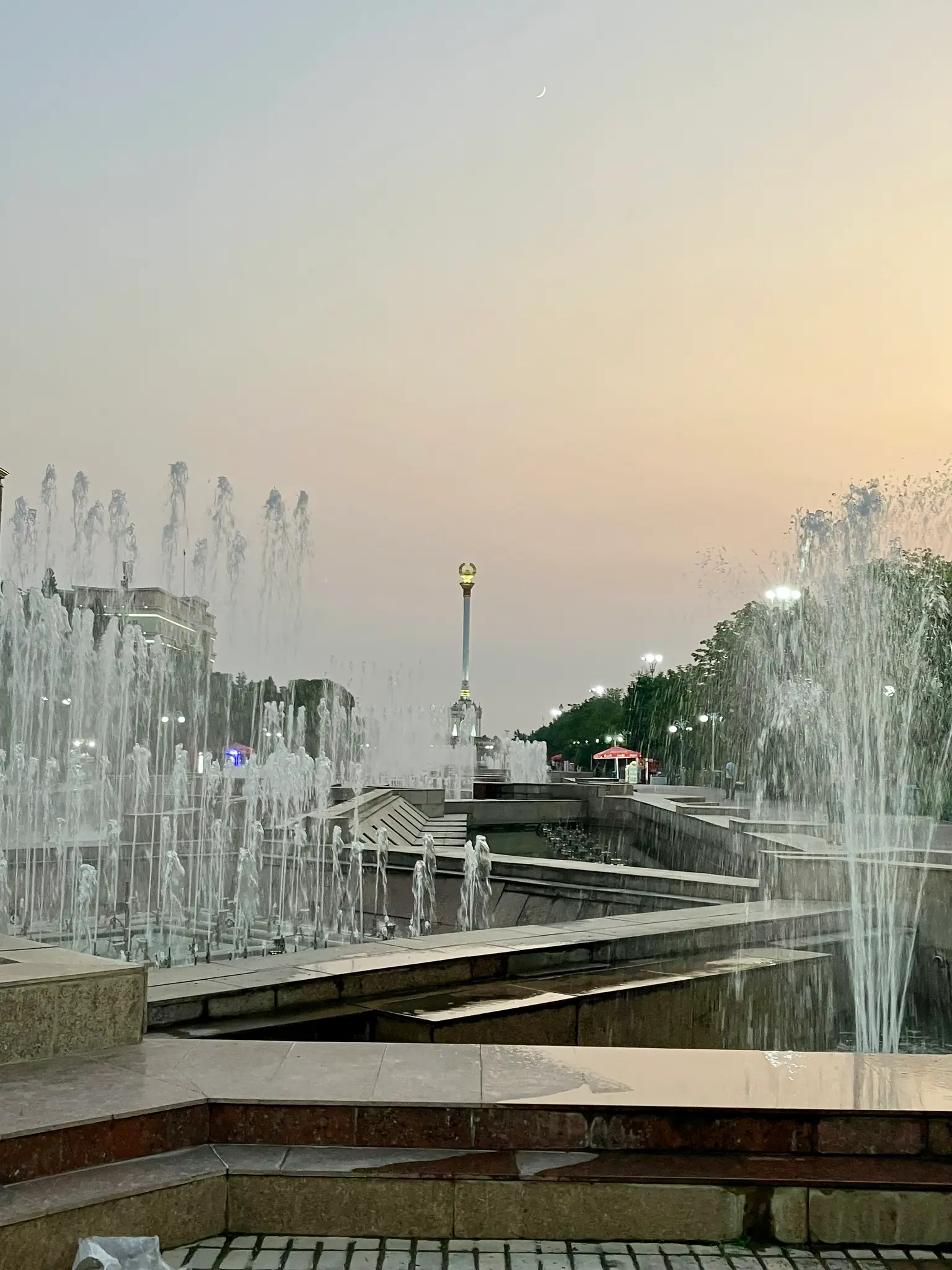 The fountains brought some relief from Dushanbe's heat.