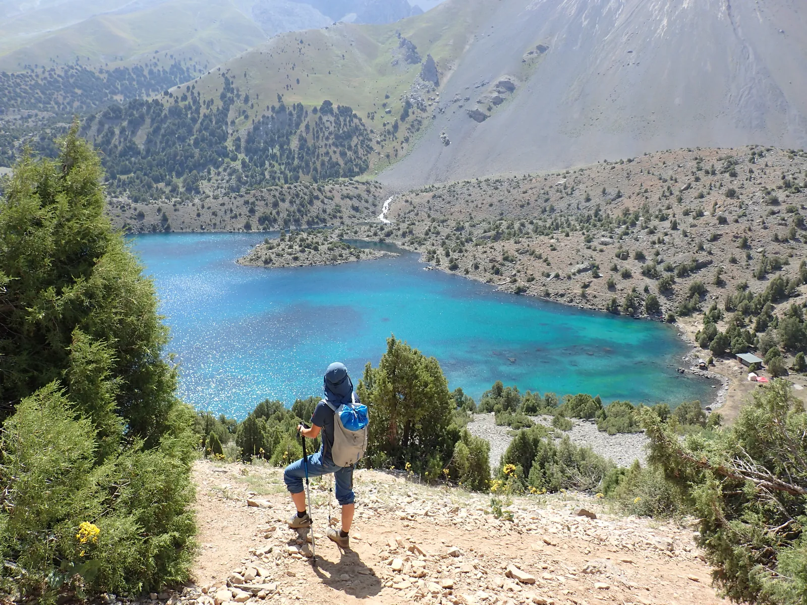 Below Alaudin Pass, we could see Lake Alaudin and our camp.