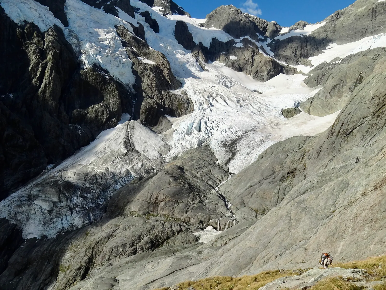 Climbing the bluffs above Leader Creek