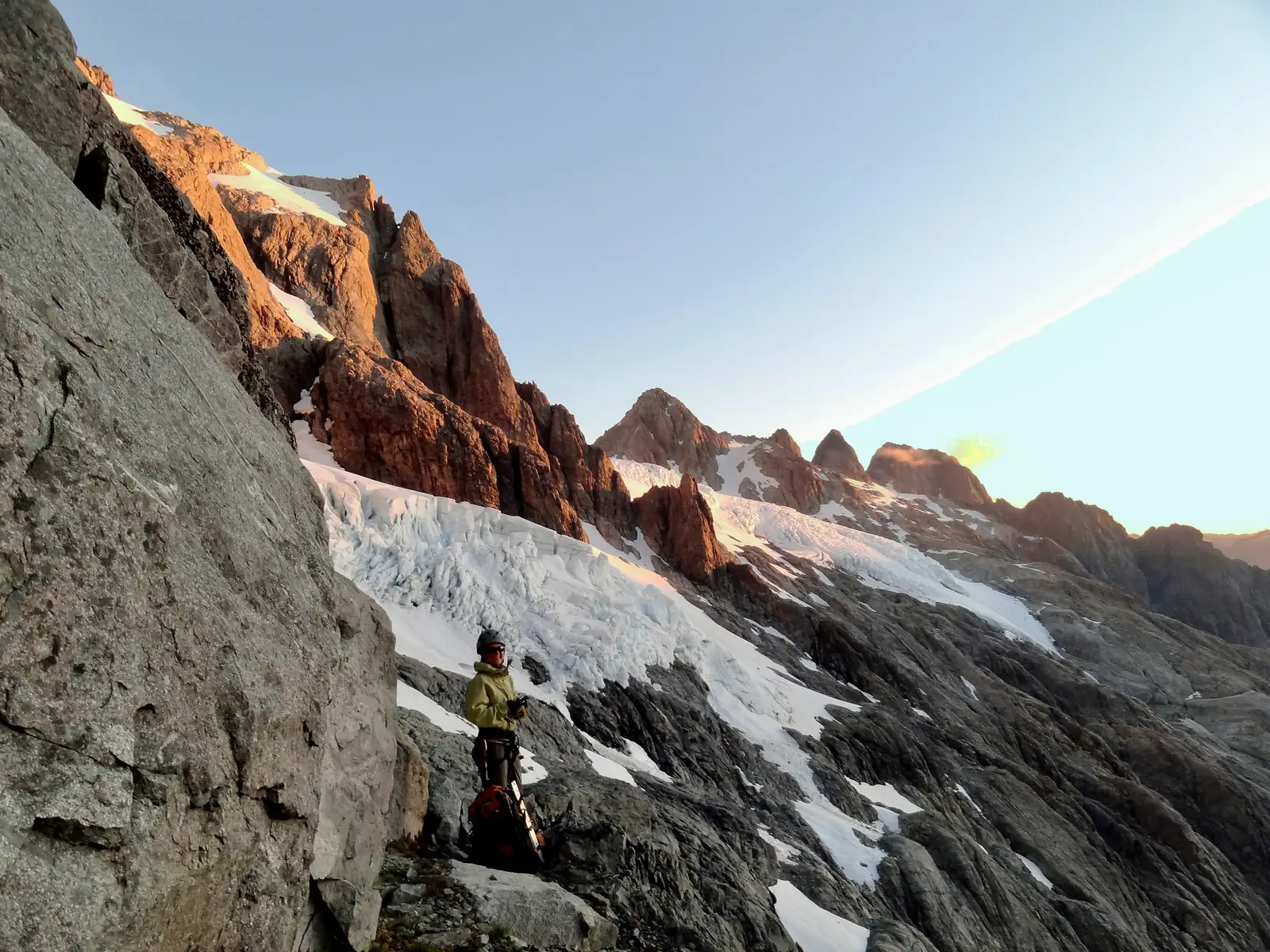 Back on the rocks near the tents on Mount Tutoko, enjoying the golden hour.