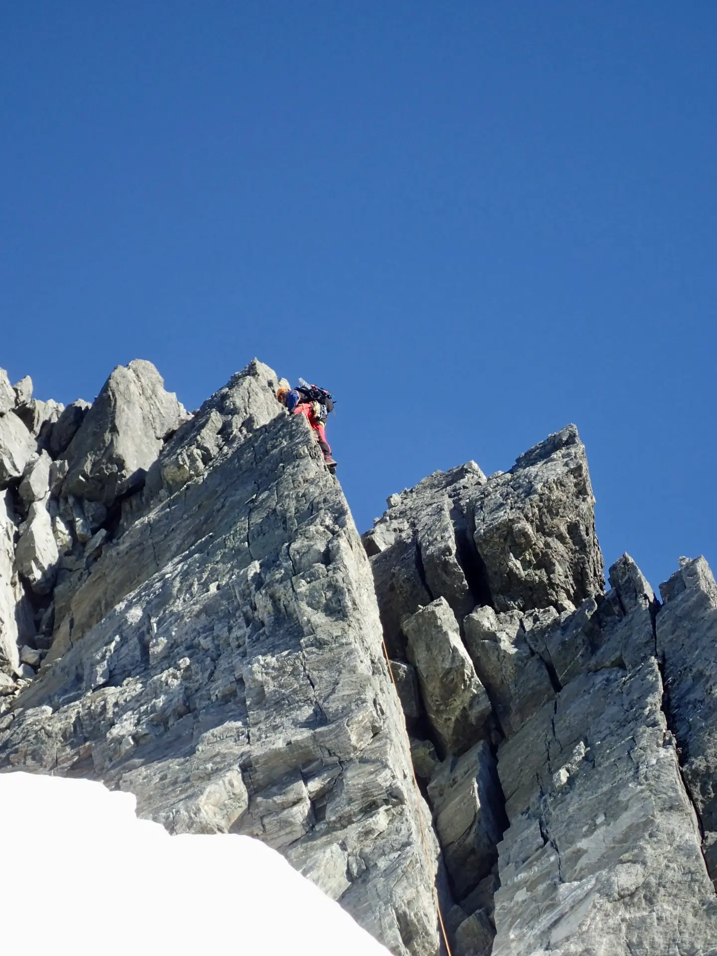 Willie leading a rock pitch on Mount Tutoko.