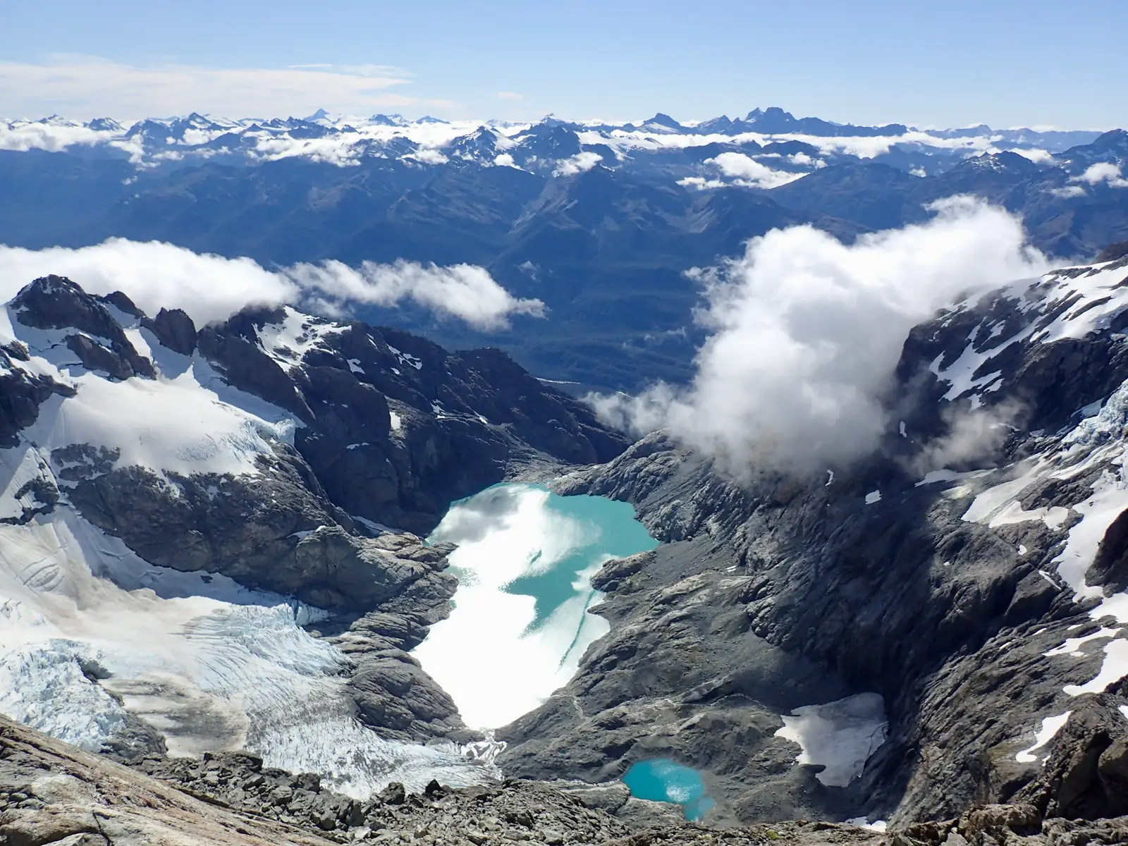 Turquoise alpine lakes.