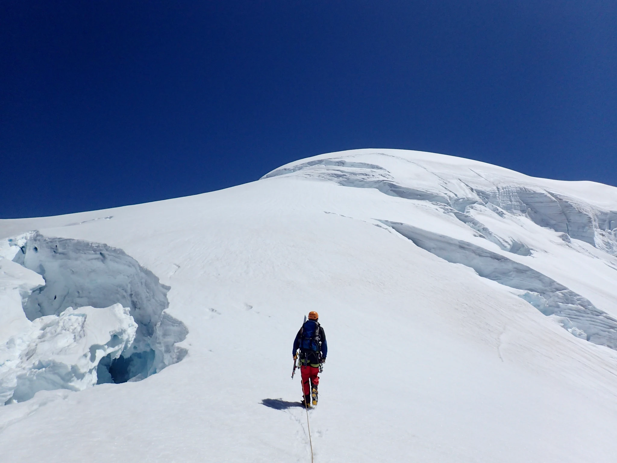 Willie approaching Mount Tutoko's ice cap.