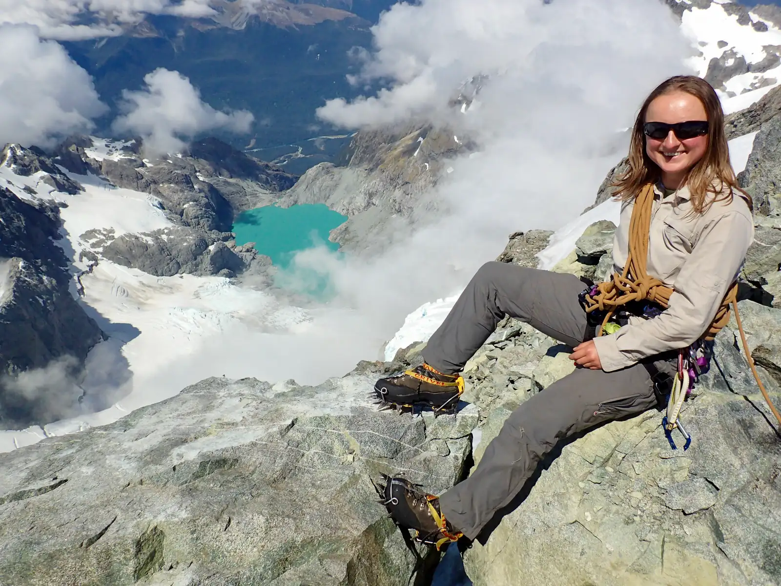 Joanna on the summit of Mount Tutoko.
